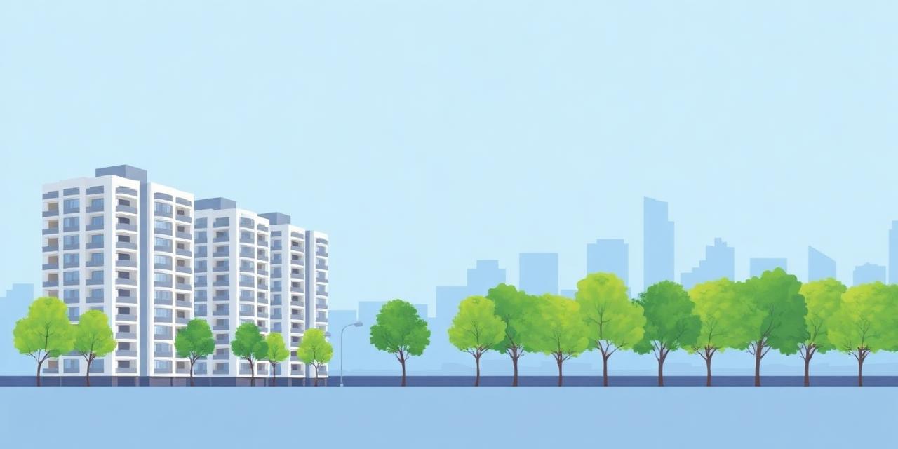 Modern residential buildings and city skyline